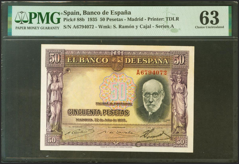 50 Pesetas. 22 de Julio de 1935. Serie A. (Edifil: 366a, Pick: 88b). Inusual, mí...