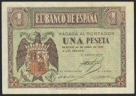 1 Peseta. 30 de Abril de 1938. Serie F. (Edifil 2021: 428a). Apresto original. SC.