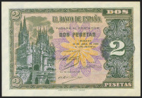 2 Pesetas. 30 de Abril de 1938. Serie G. (Edifil 2021: 429a). Conserva todo el apresto original. SC.
