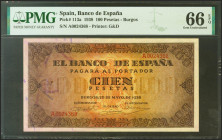 100 Pesetas. 20 de Mayo de 1938. Serie A y numeracion baja. (Edifil 2021: 432, Pick: 113a). Muy raro en esta excepcional calidad, apresto original. SC...