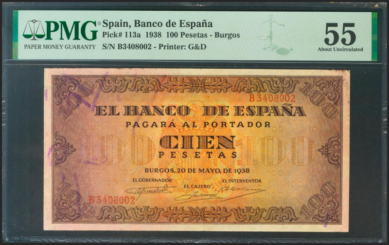 100 Pesetas. 20 de Mayo de 1938. Serie B. (Edifil 2021: 432a, Pick: 113a). EBC+....