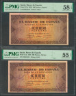 100 Pesetas. 20 de Mayo de 1938. Pareja correlativa. Serie D. (Edifil 2017: 432a). Muy rara pareja, especialmente en esta calidad y conservando todo s...