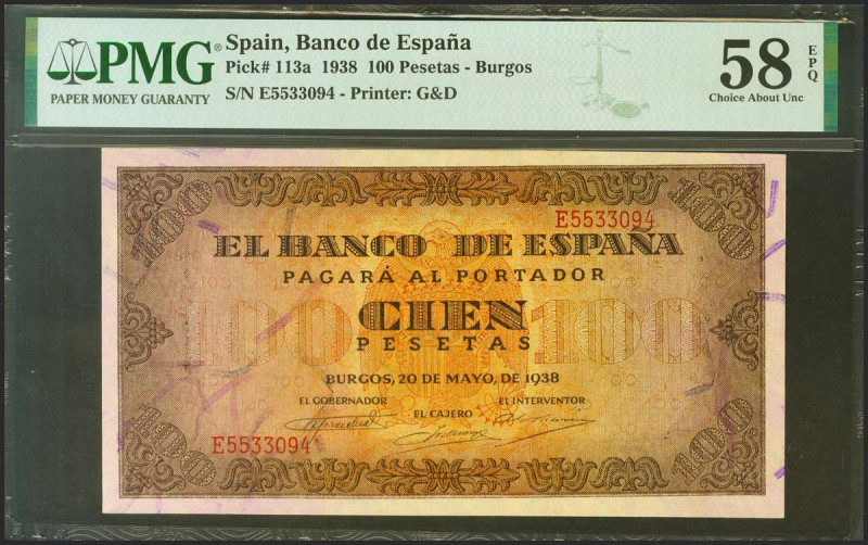 100 Pesetas. 20 de Mayo de 1938. Serie E. (Edifil 2021: 432a, Pick: 113a). Apres...