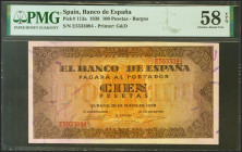 100 Pesetas. 20 de Mayo de 1938. Serie E. (Edifil 2021: 432a, Pick: 113a). Apresto original. EBC+++. Encapsulado PMG58EPQ.