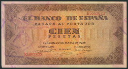 100 Pesetas. 20 de Mayo de 1938. Serie E. (Edifil 2017: 432a). MBC.
