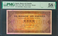 100 Pesetas. 20 de Mayo de 1938. Serie G. (Edifil 2021: 432a, Pick: 113a). Apresto original. EBC+++. Encapsulado PMG58EPQ.