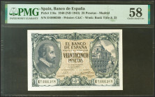 25 Pesetas. 9 de Enero de 1940. Serie D. (Edifil 2021: 436a, Pick: 116a). Inusual. EBC++. Encapsulado PMG58.
