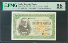 50 Pesetas. 9 de Enero de 1940. Serie B. (Edifil 2021: 437a, Pick: 117a). EBC++. Encapsulado PMG58.