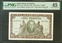 100 Pesetas. 9 de Enero de 1940. Serie A. (Edifil 2021: 438, Pick: 118a). Inusual. EBC-. Encapsulado PMG45.