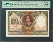 1000 Pesetas. 9 de Enero de 1940. Serie A. (Edifil 2021: 440, Pick: 120a). Raro en esta calidad. EBC+. Encapsulado PMG55.