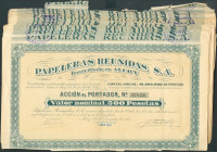 Centanares de acciones (sin los cupones) de Papeleras Reunidas de Alcoy (Alicante), cada una de ellas con un valor nominal de 500 Pesetas y puestas en...