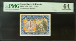 1 Peseta. 1 de Junio de 1940. Sin serie. (Edifil 2021: 441, Pick: 121a). Inusual. SC. Encapsulado PMG64.