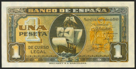 1 Peseta. 4 de Septiembre de 1940. Serie A. (Edifil 2021: 442a). Apresto original. SC.