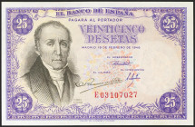 25 Pesetas. 19 de Febrero de 1946. Serie E. (Edifil 2021: 450a). Apresto original. SC-.