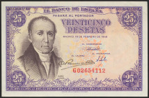 25 Pesetas. 19 de Febrero de 1946. Serie G. (Edifil 2021: 450a). Apresto original. SC-.