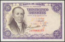 25 Pesetas. 19 de Febrero de 1946. Serie J. (Edifil 2017: 450a). Apresto original. SC-.