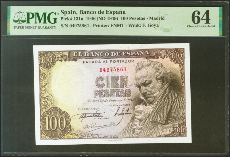 100 Pesetas. 19 de Febrero de 1946. Sin serie. (Edifil 2021: 451, Pick: 131a). S...