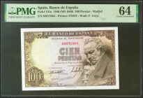 100 Pesetas. 19 de Febrero de 1946. Sin serie. (Edifil 2021: 451, Pick: 131a). SC. Encapsulado PMG64.