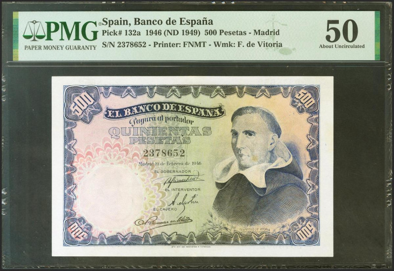 500 Pesetas. 19 de Febrero de 1946. Sin serie. (Edifil 2021: 452, Pick: 132a). R...
