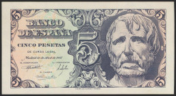 5 Pesetas. 12 de Abril de 1947. Serie B. (Edifil 2021: 454a). Apresto original. SC-.