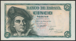 5 Pesetas. 15 de Marzo de 1948. Serie A. (Edifil 2021: 455a). Apresto original. SC-.