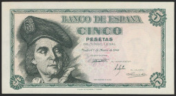 5 Pesetas. 15 de Marzo de 1948. Serie G. (Edifil 2021: 455a). Apresto original. SC-.