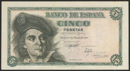 5 Pesetas. 15 de Marzo de 1948. Serie K. (Edifil 2021: 455a). Apresto original. SC.