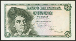 5 Pesetas. 5 de Marzo de 1948. Serie D. (Edifil 2021: 455a). Apresto original. SC-.