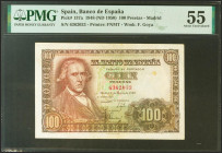 100 Pesetas. 2 de Mayo de 1948. Sin serie. (Edifil 2021: 456, Pick: 137a). Inusual. EBC+. Encapsulado PMG55.