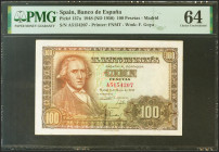 100 Pesetas. 2 de Mayo de 1948. Serie A. (Edifil 2021: 456a). SC. Encapsulado PMG64.