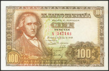 100 Pesetas. 2 de Mayo de 1948. Serie A. (Edifil 2021: 456a). Conserva todo el apresto original. SC-.