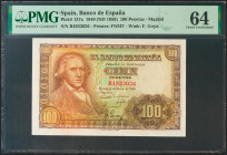 100 Pesetas. 2 de Mayo de 1948. Serie B. (Edifil 2021: 456a, Pick: 137a). Inusual en esta calidad. SC. Encapsulado PMG64.