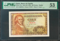 100 Pesetas. 2 de Mayo de 1948. Serie C. (Edifil 2021: 456a, Pick: 137a). EBC+. Encapsulado PMG53.