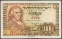 100 Pesetas. 2 de Mayo de 1948. Serie D. (Edifil 2021: 456a). Conserva gran parte del apresto original. EBC+.