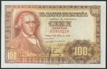 100 Pesetas. 2 de Mayo de 1948. Serie G. (Edifil 2017: 456a). Apresto original. SC-.