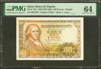 100 Pesetas. 2 de Mayo de 1948. Serie H. (Edifil 2021: 456a, Pick: 137a). SC. Encapsulado PMG64.