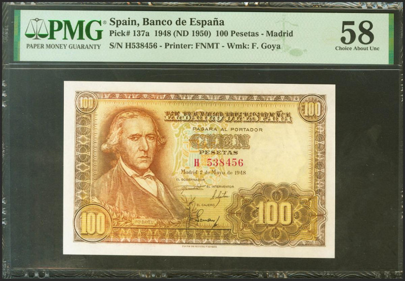 100 Pesetas. 2 de Mayo de 1948. Serie H. (Edifil 2021: 456a, Pick: 137a). EBC++....