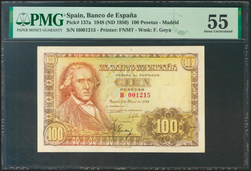 100 Pesetas. 2 de Mayo de 1948. Serie H. (Edifil 2021: 456a, Pick: 137a). EBC+. ...