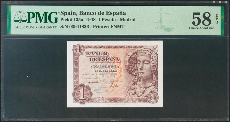 1 Pesetas. 19 de Junio de 1948. Sin serie. (Edifil 2021: 457, Pick: 135a). Apres...