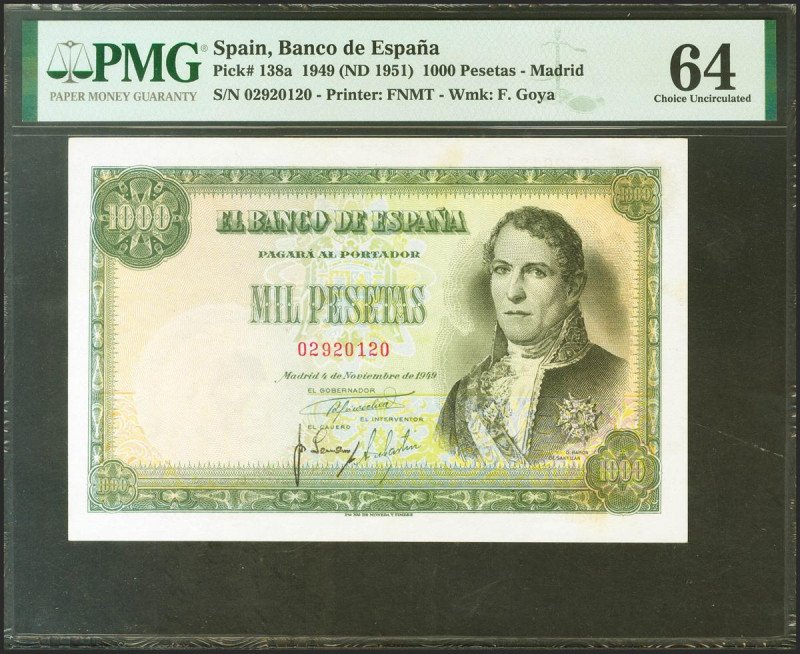 1000 Pesetas. 4 de Noviembre de 1949. Sin serie. (Edifil 2021: 458, Pick: 138a)....