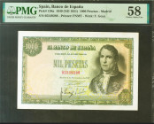 1000 Pesetas. 4 de Noviembre de 1949. Sin serie. (Edifil 2021: 458, Pick: 138a). Inusual. EBC++. Encapsulado PMG58.