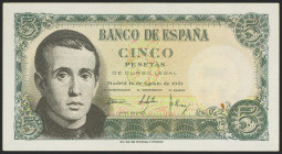 5 Pesetas. 16 de Agosto de 1951. Serie E. (Edifil 2021: 459a). Apresto original. SC.