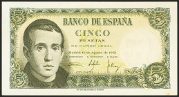 5 Pesetas. 16 de Agosto de 1951. Serie 1H. (Edifil 2021: 459a). Apresto original. EBC+.