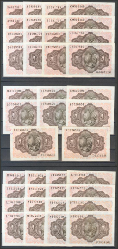 Precioso e interesante conjunto de 20 parejas de billetes correlativos (excepto ...