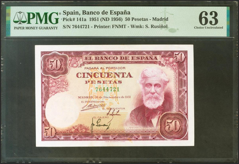 50 Pesetas. 31 de Diciembre de 1951. Sin serie. (Edifil 2021: 462, Pick: 141a). ...