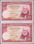 50 Pesetas. 31 de Diciembre de 1951. Pareja correlativa. Sin serie. (Edifil 2017: 462). Conserva todo su apresto original. EBC+.
