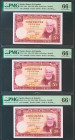 50 Pesetas. 31 de Diciembre de 1951. Trío correlativo. Serie C. (Edifil 2021: 462a, Pick: 141a). Rarísimos en esta calidad, apresto original. SC. Enca...