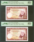 50 Pesetas. 31 de Diciembre de 1951. Pareja correlativa. Serie C. (EDifil 2021: 462a). Inusual en esta calidad, conservando todo su apresto original. ...