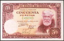 50 Pesetas. 31 de Diciembre de 1951. Serie C. (Edifil 2021: 462a). Conserva gran parte de su apresto original. EBC.