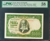 1000 Pesetas. 31 de Diciembre de 1951. Sin serie. (Edifil 2021: 463, Pick: 143a). EBC++. Encapsulado PMG58.